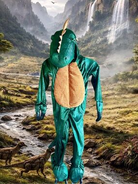 Dream Play Imagine Green Dinosaur Reptile Costume with Tan Belly Size 5 Toddler
